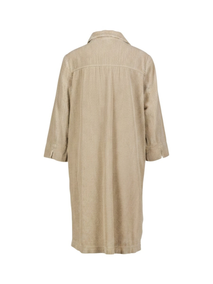 Beige ribfluwelen kleed Sign Nature