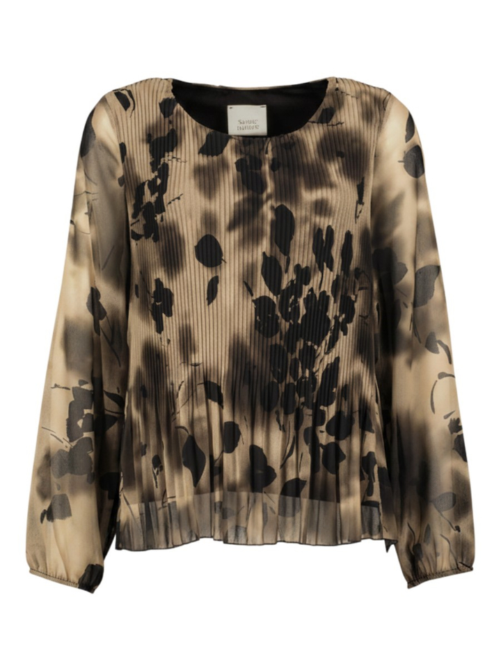Beige bloes met zwarte bloemenprint Signe Nature 