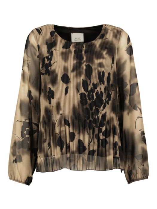Beige bloes met zwarte bloemenprint Signe Nature