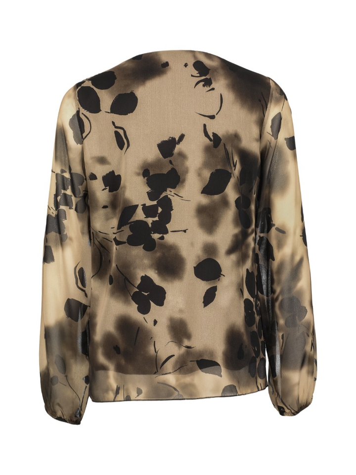 Beige bloes met zwarte bloemenprint Signe Nature 