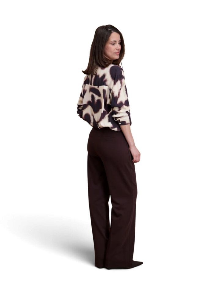 Beige/paarse blouse met print Signe Nature