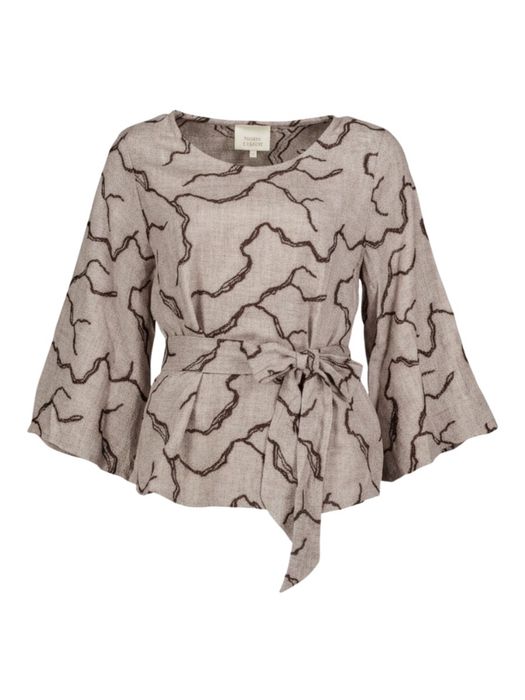 Lichtbruine blouse met print Signe Nature