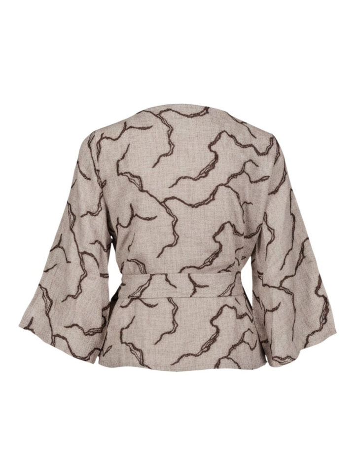 Lichtbruine blouse met print Signe Nature