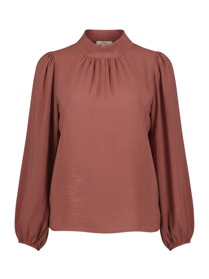 Bordeaux blouse met pofmouwen Signe Nature
