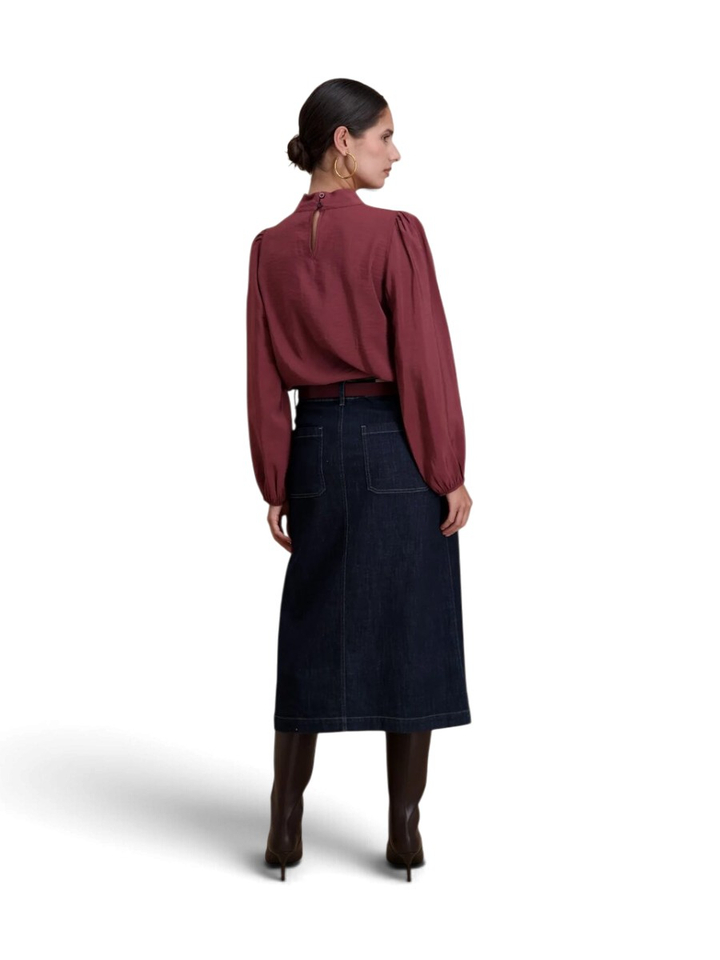 Bordeaux blouse met pofmouwen Signe Nature