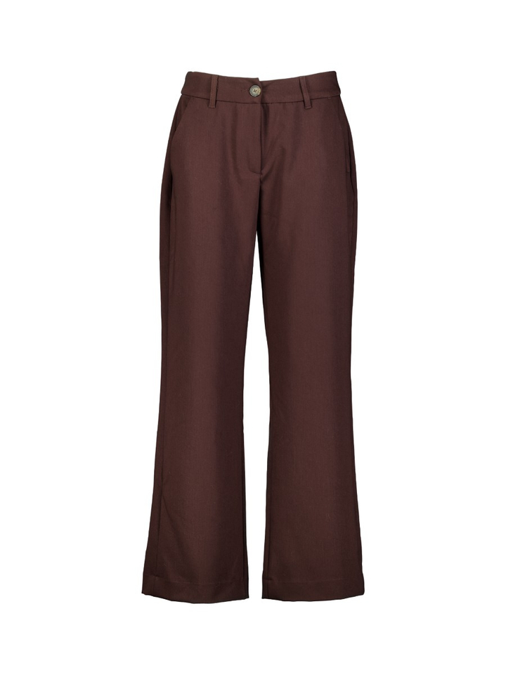 Aubergine kleurige broek met rechte pijpen Signe Nature