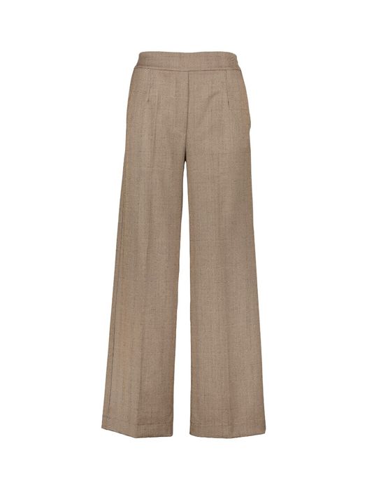 Bruine geklede bandplooibroek met elastische taille Signe Nature