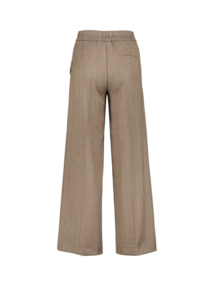 Bruine geklede bandplooibroek met elastische taille Signe Nature