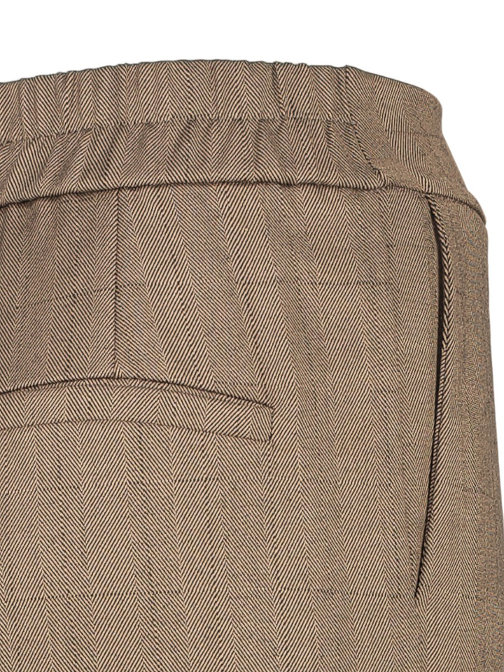 Bruine geklede bandplooibroek met elastische taille Signe Nature