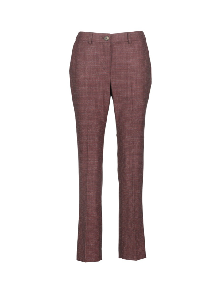 Bordeaux geprinte broek met ruitmotief Signe Nature