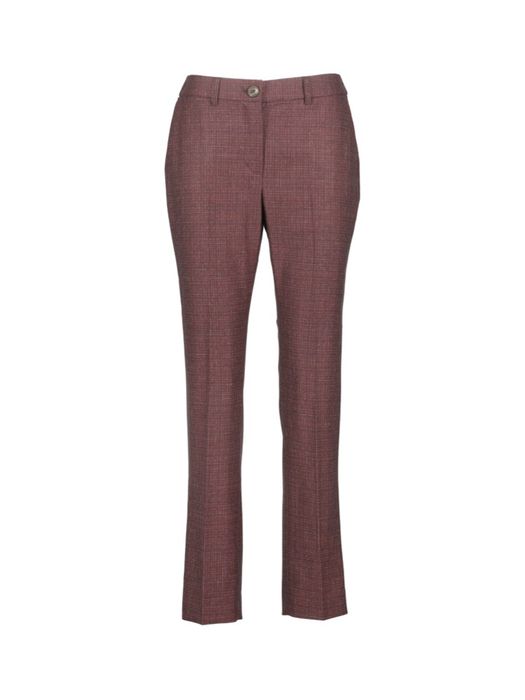 Bordeaux geprinte broek met ruitmotief Signe Nature