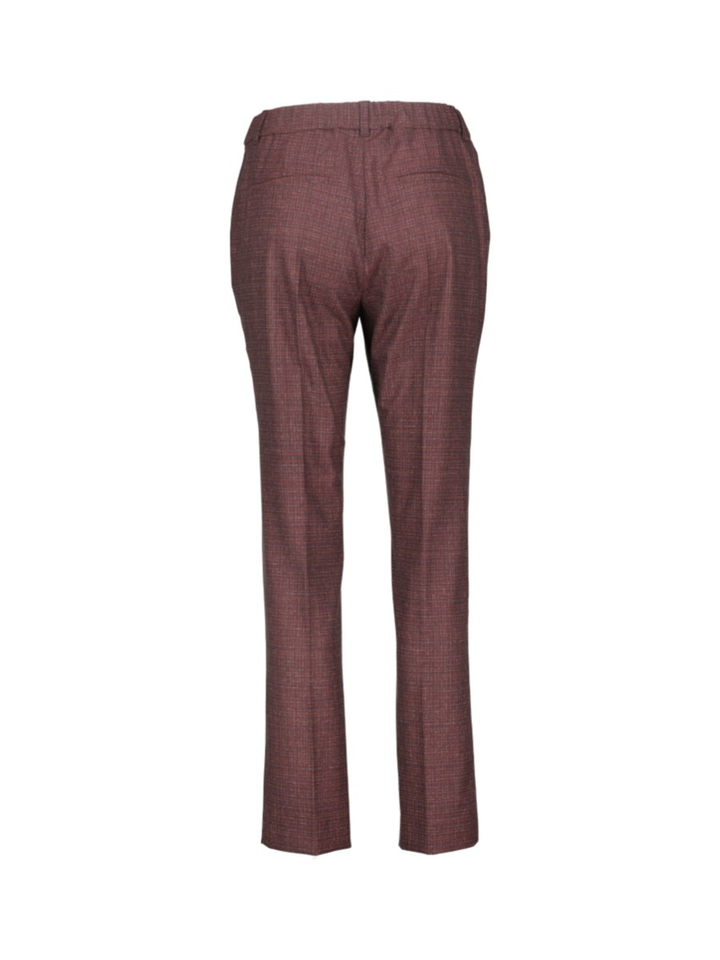 Bordeaux geprinte broek met ruitmotief Signe Nature
