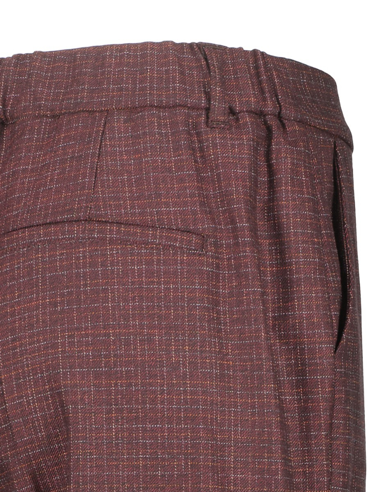 Bordeaux geprinte broek met ruitmotief Signe Nature