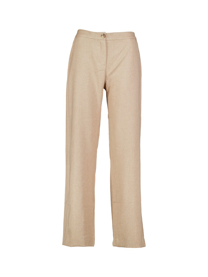 Beige broek met rechte pijpen en elastiek achteraan Signe Nature