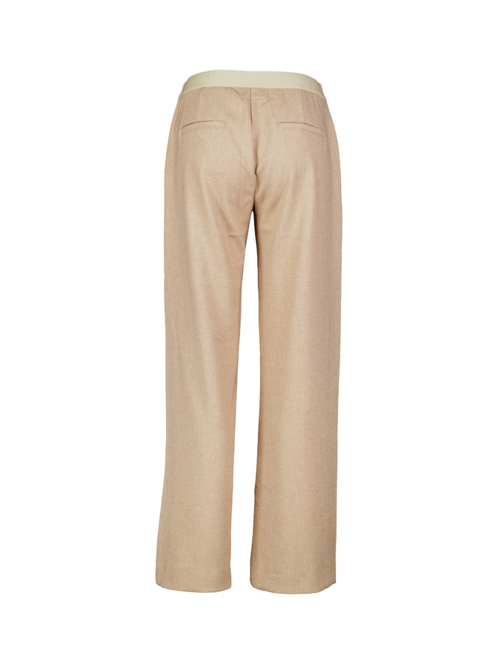 Beige broek met rechte pijpen en elastiek achteraan Signe Nature