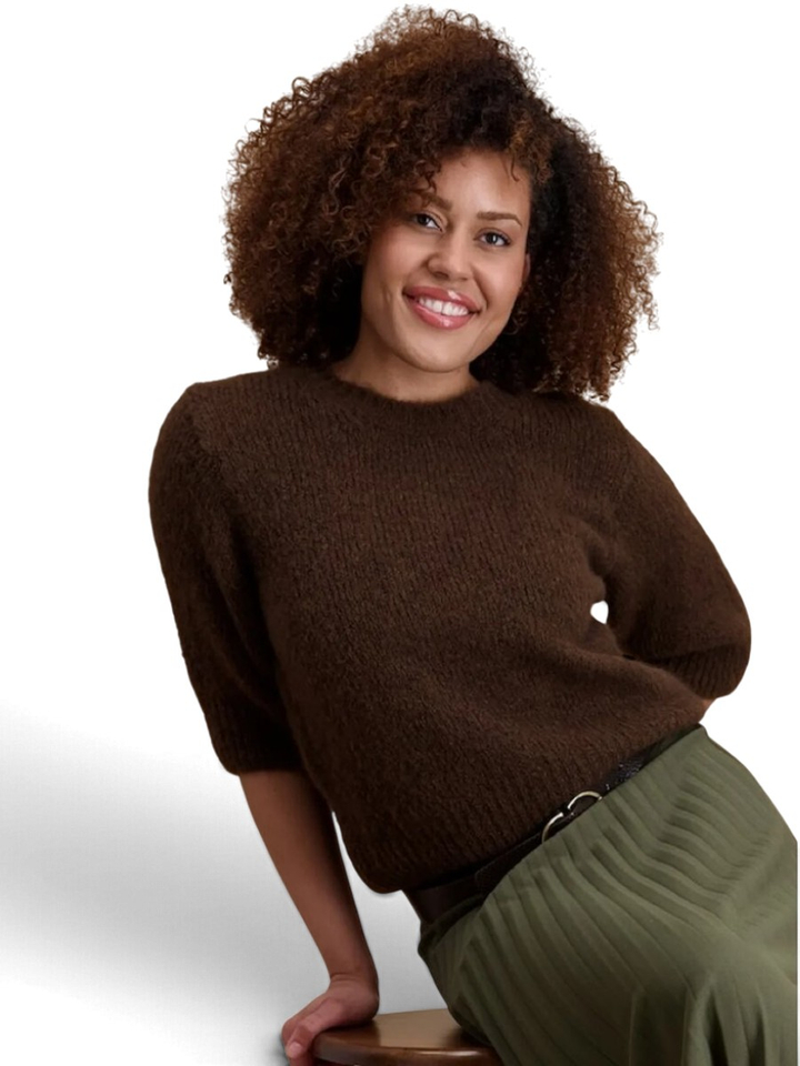 Donkerbruine pull met korte mouwen Signe Nature