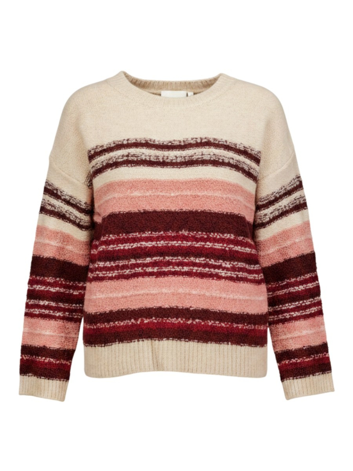 Ecru trui met multi-color strepen Signe Nature