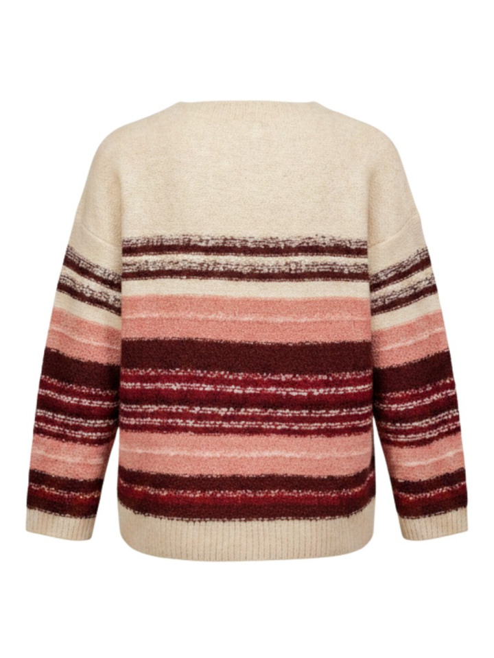 Ecru trui met multi-color strepen Signe Nature