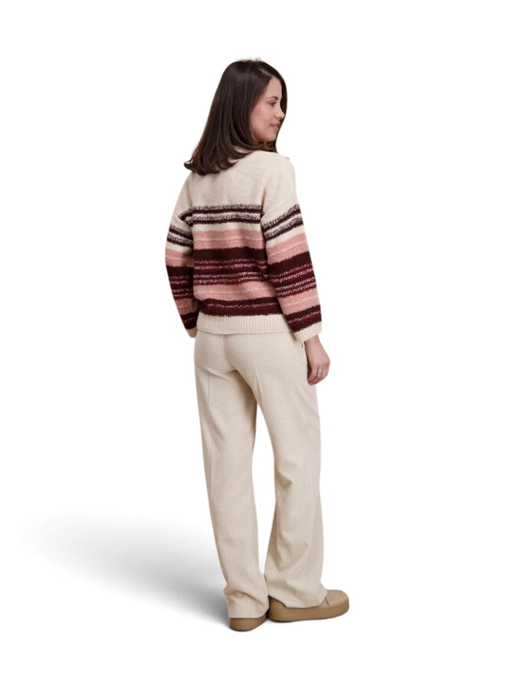 Ecru trui met multi-color strepen Signe Nature