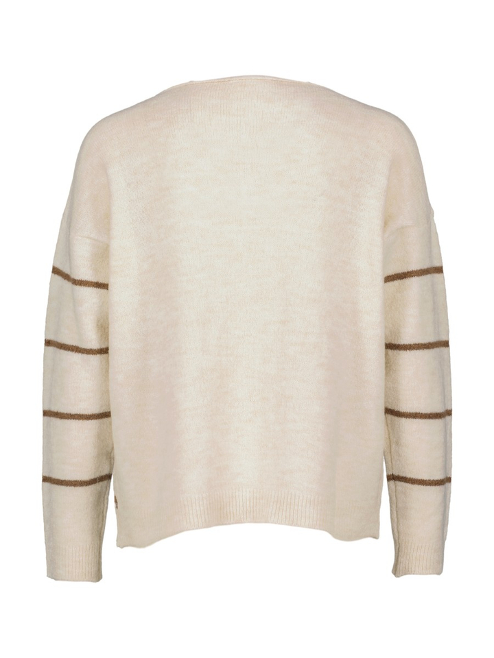 Beige pull met bruindetail Signe Nature 