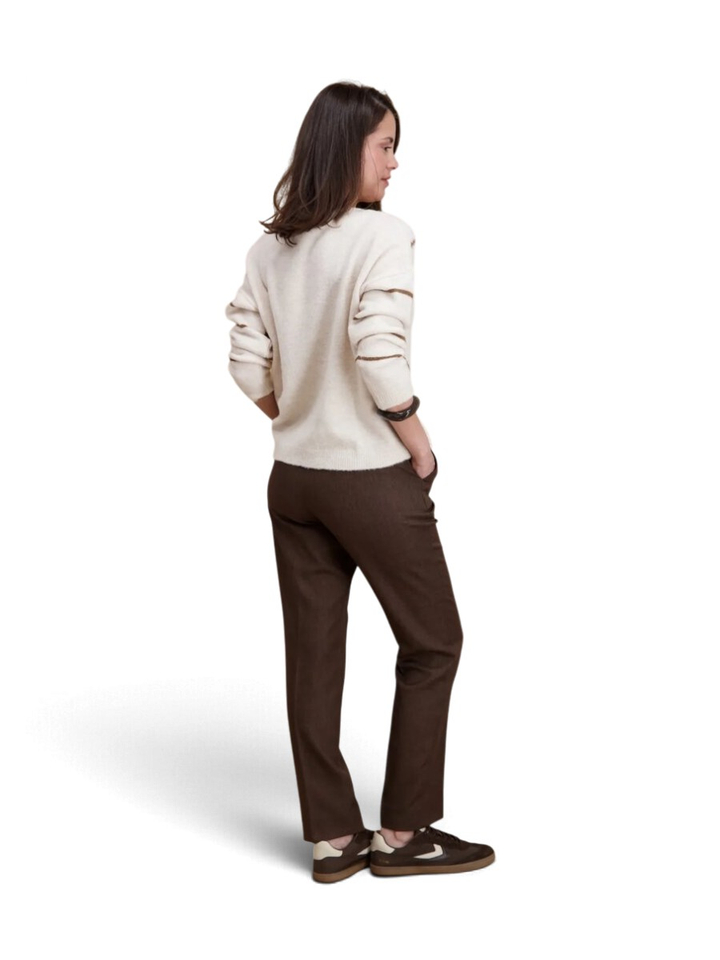 Beige pull met bruindetail Signe Nature