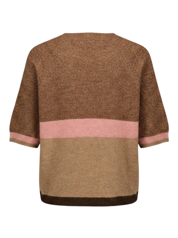 Beige gestreepte trui met korte mouwen Signe Nature 