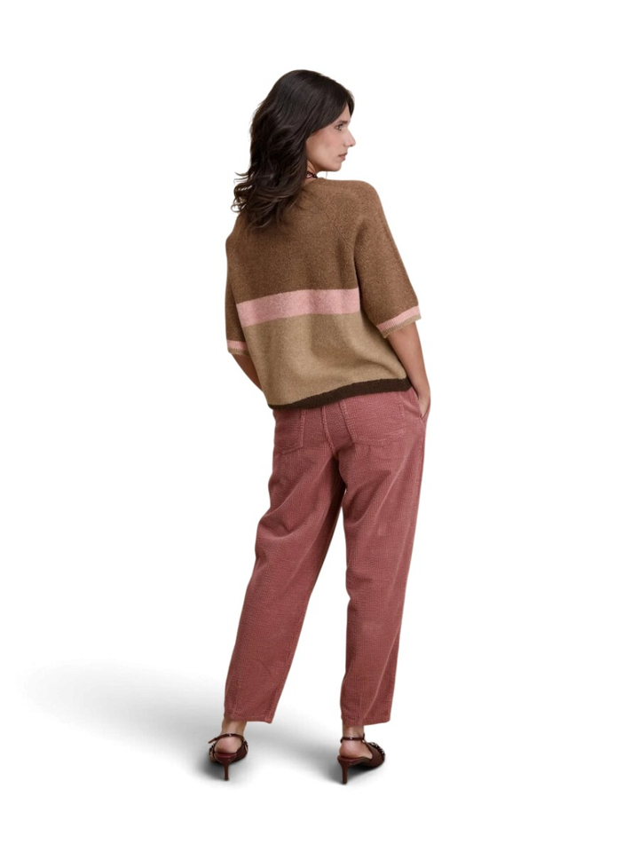 Beige gestreepte trui met korte mouwen Signe Nature