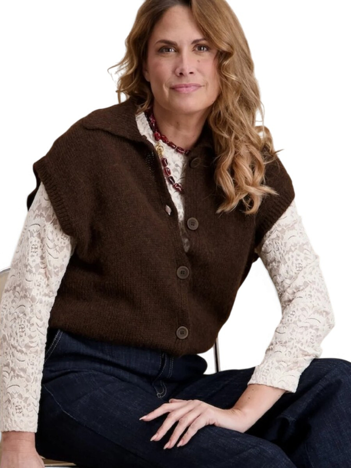 Bruine gilet met korte mouwen Signe Nature