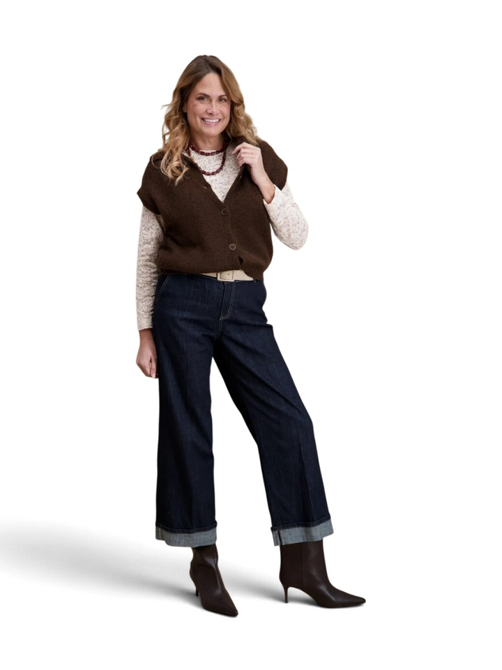 Bruine gilet met korte mouwen Signe Nature
