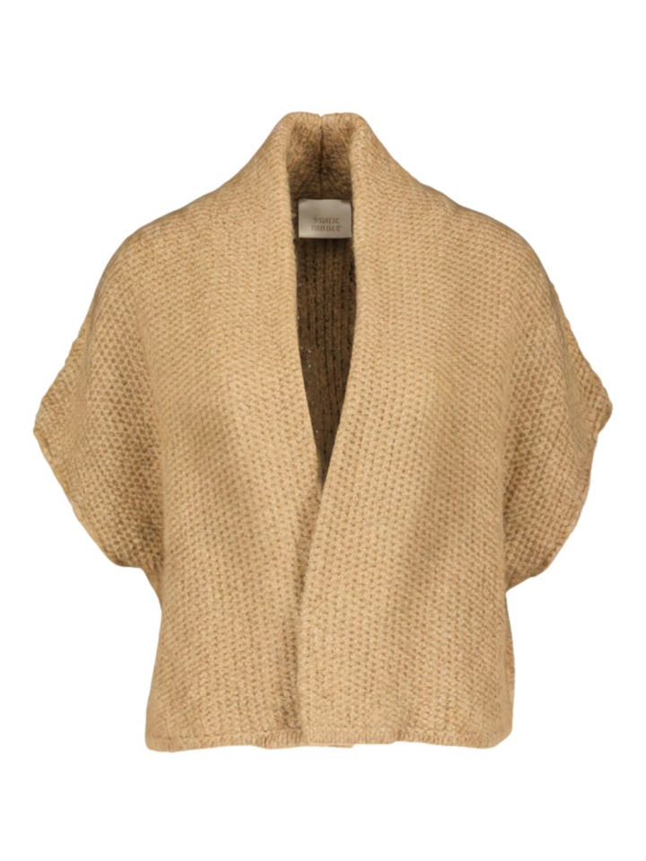 Beige mouwloze gebreide cardigan Senso