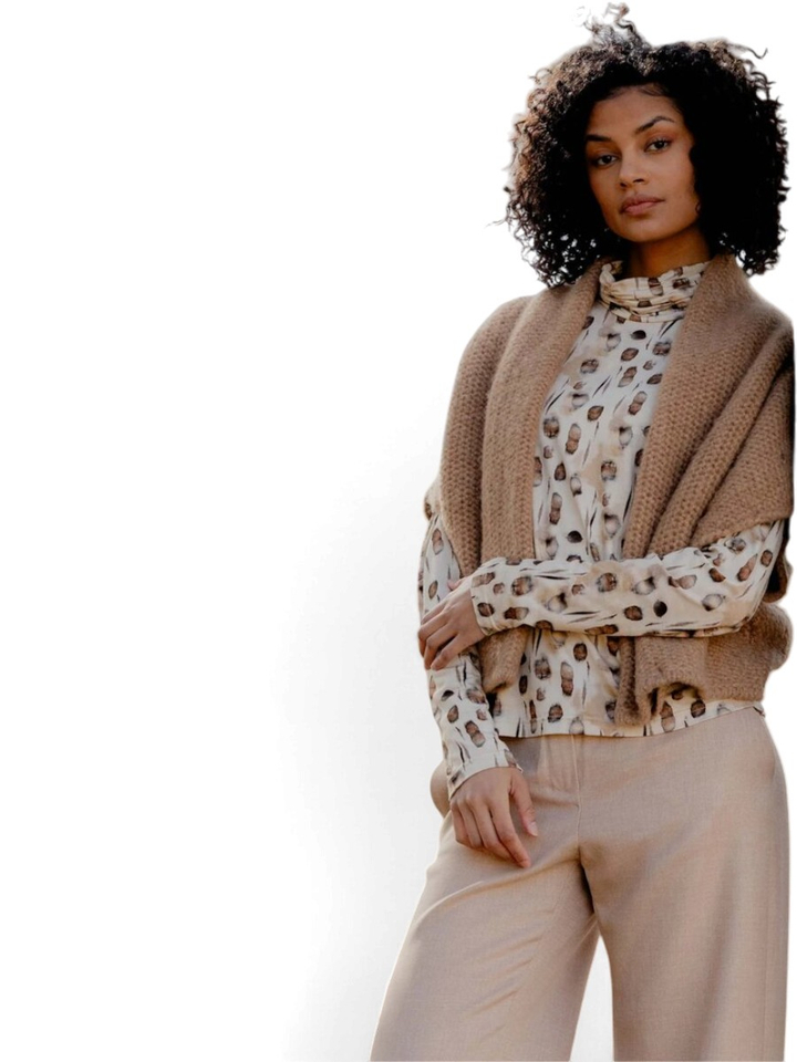 Beige mouwloze gebreide cardigan Senso
