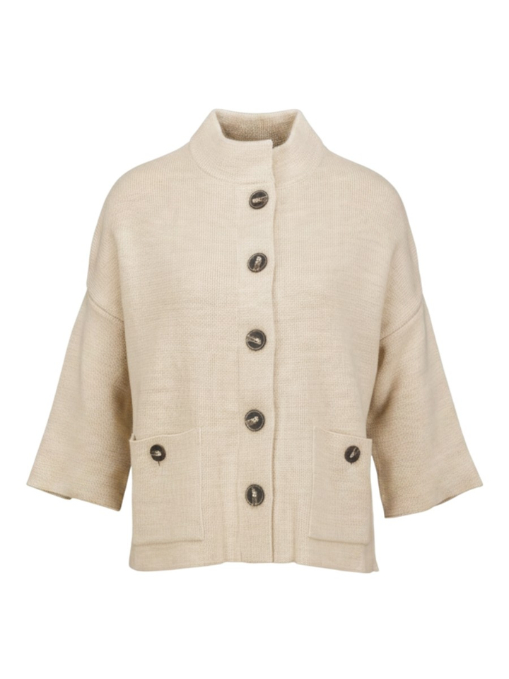 Beige gilet met grote bruine knopen Signe Nature