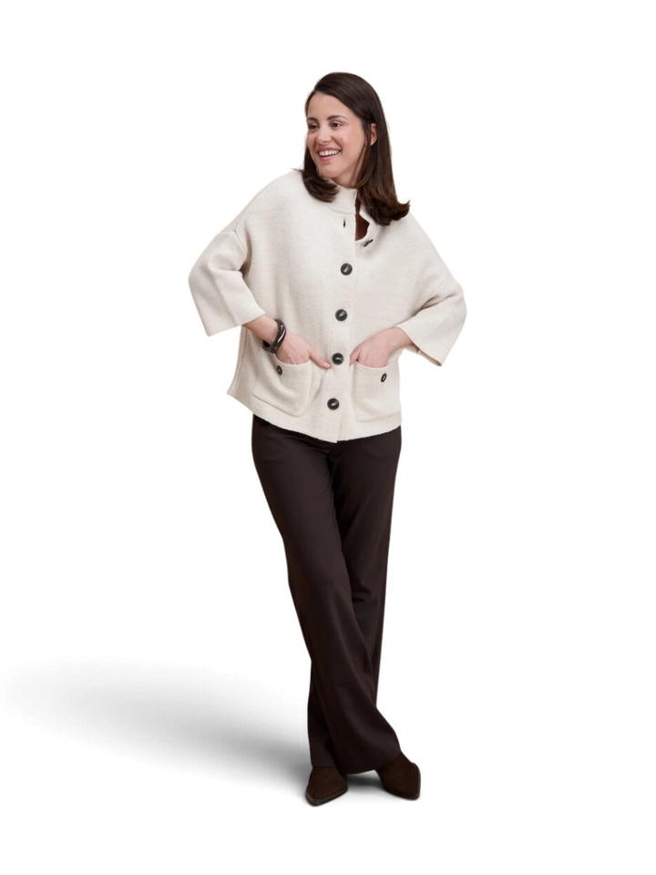 Beige gilet met grote bruine knopen Signe Nature