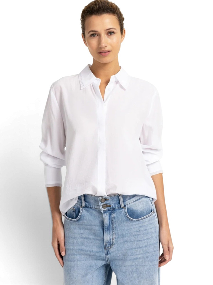 Witte blouse met kraagdetail en lange mouwen Yaya
