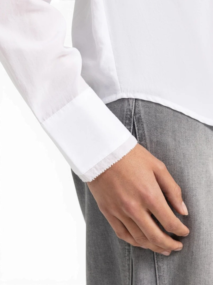 Witte blouse met kraagdetail en lange mouwen Yaya