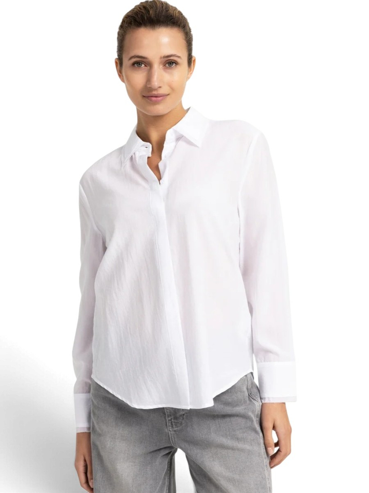 Witte blouse met kraagdetail en lange mouwen Yaya