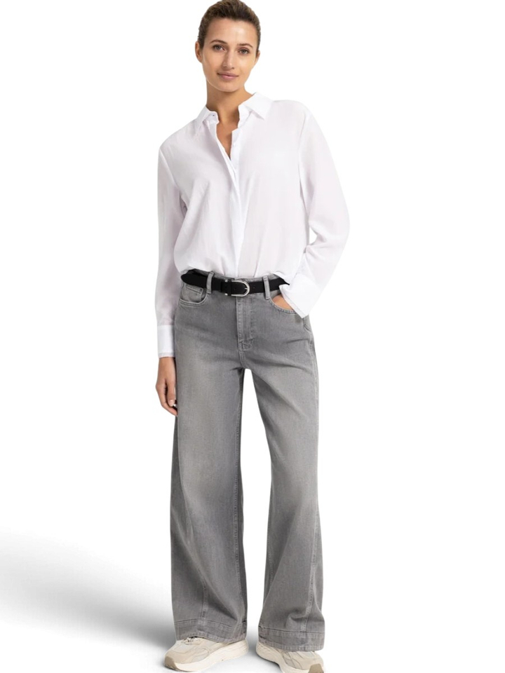 Witte blouse met kraagdetail en lange mouwen Yaya