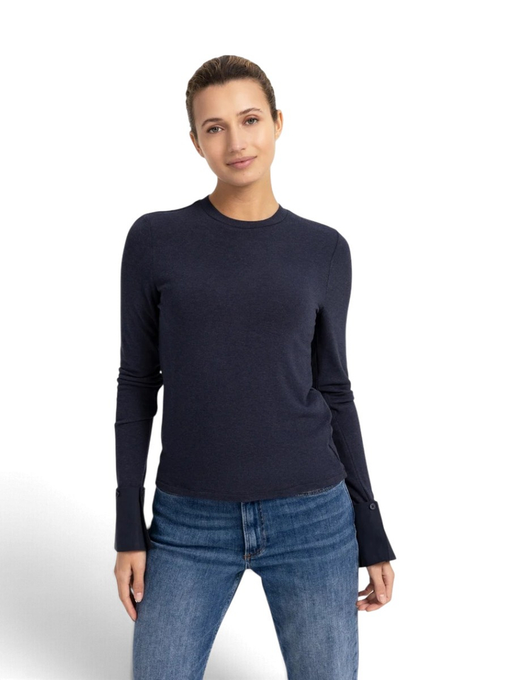 Blauwe t-shirts met afneembare manchetten Yaya