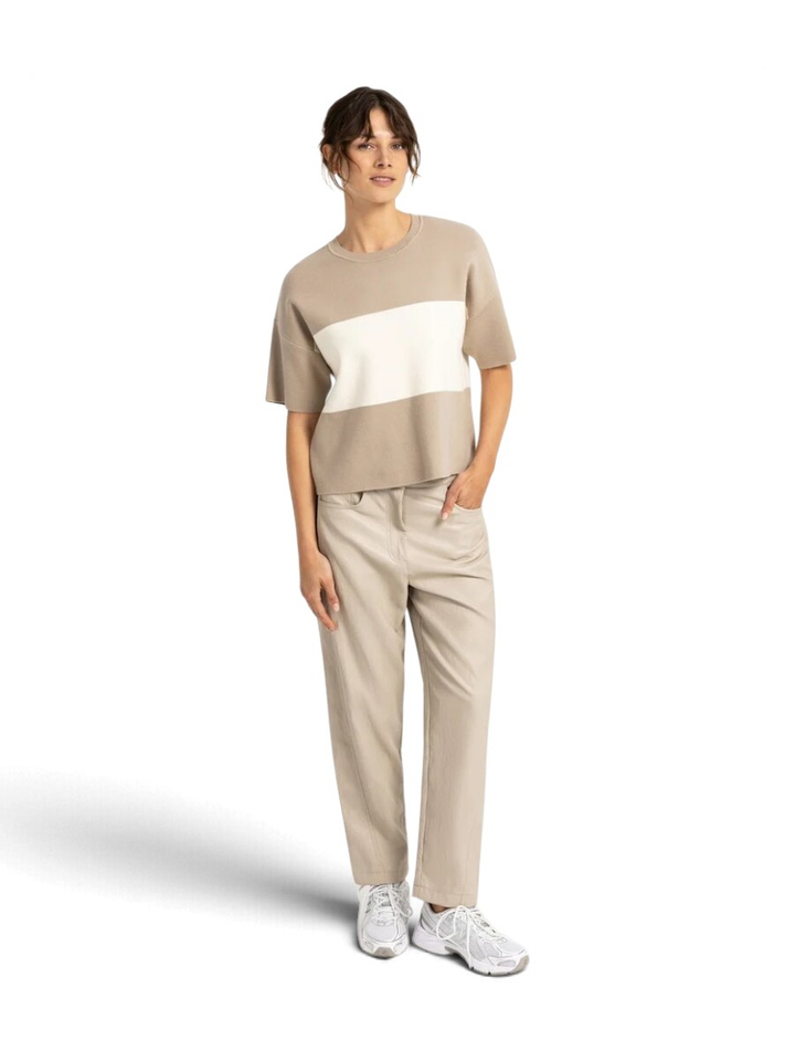 Beige lederlook broek Yaya 