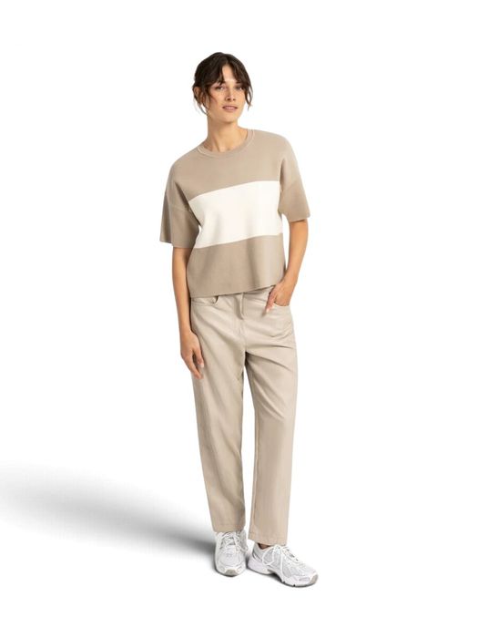 Beige lederlook broek Yaya
