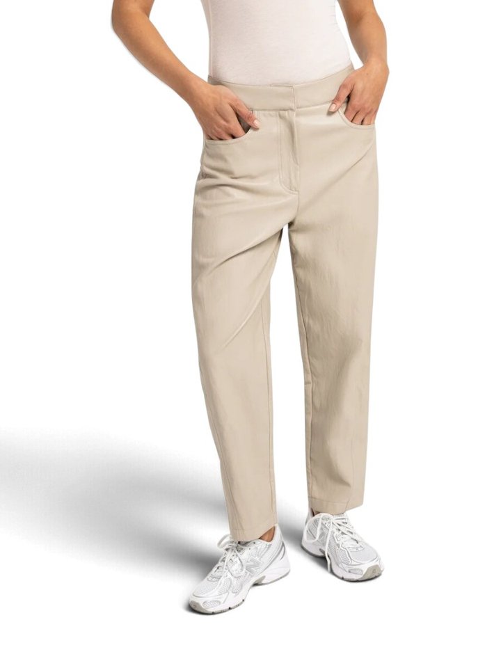 Beige lederlook broek Yaya 