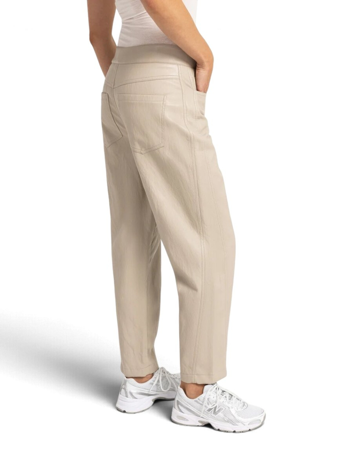 Beige lederlook broek Yaya 