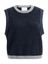 Donkerblauwe gebreide spencer met tweekleurige geribde afwerking Yaya