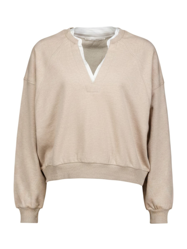 Beige trui met V-hals Yaya