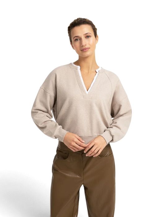 Beige trui met V-hals Yaya