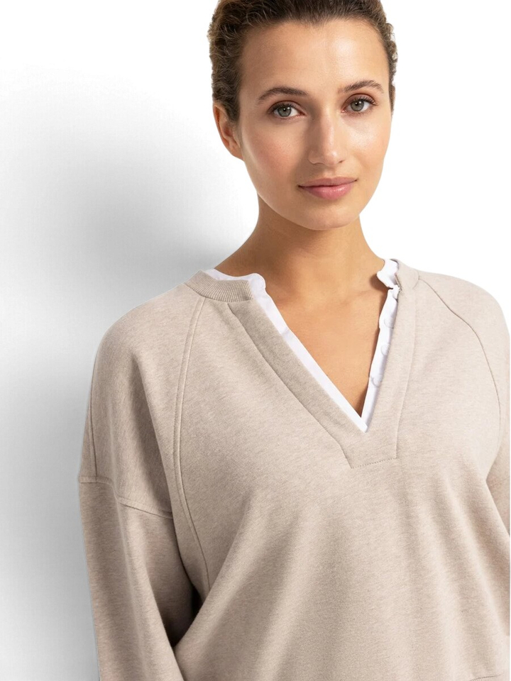 Beige trui met V-hals Yaya