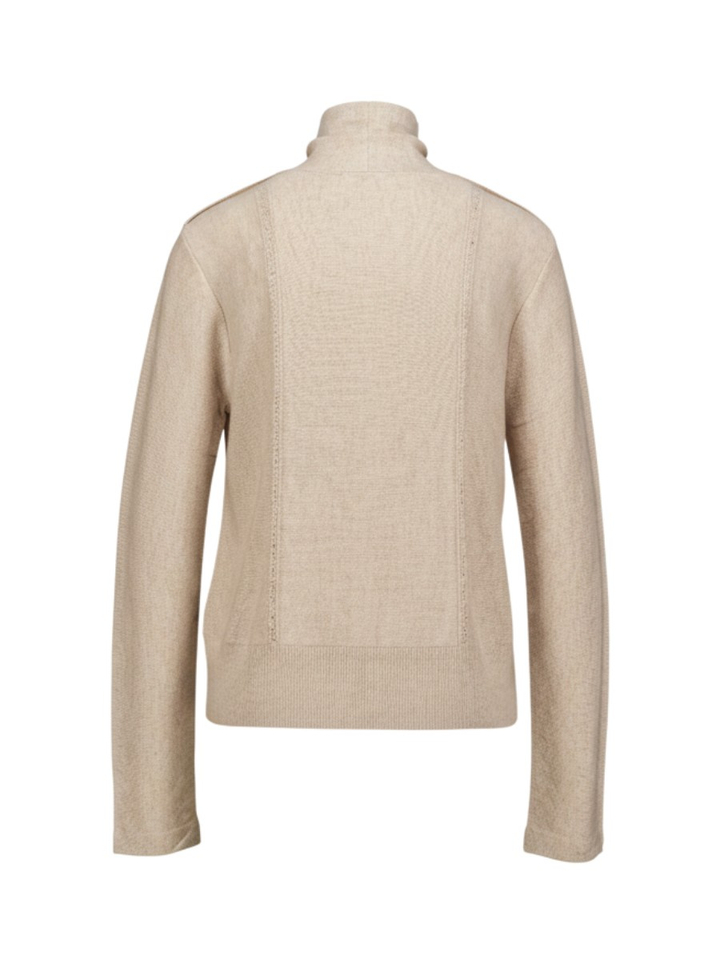 Beige gebreide pull met hoge kraag en knoopsluiting Yaya 