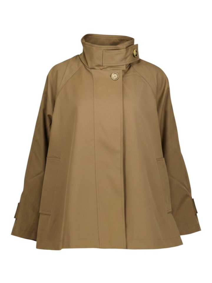 Kaki trenchcoat met opstaande kraag en rugflap Yaya