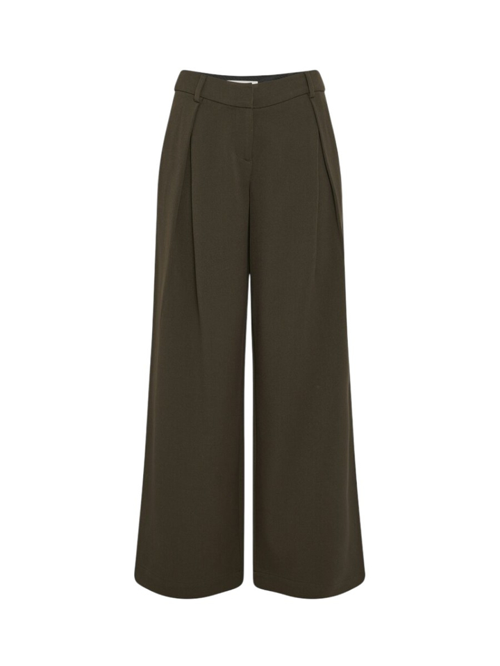 Bruine wijde broek met bandplooi Henrika MSCH Copenhagen