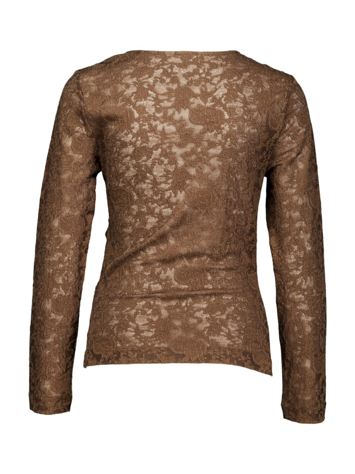 Bruine t-shirt met bloemen detail Brigitta MSCH Copenhagen